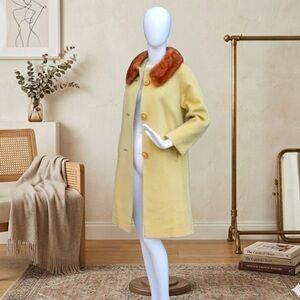 VTG Stevens Forstmann Wool Coat Fox Fur Collar Ivory/Buttercream, 4
